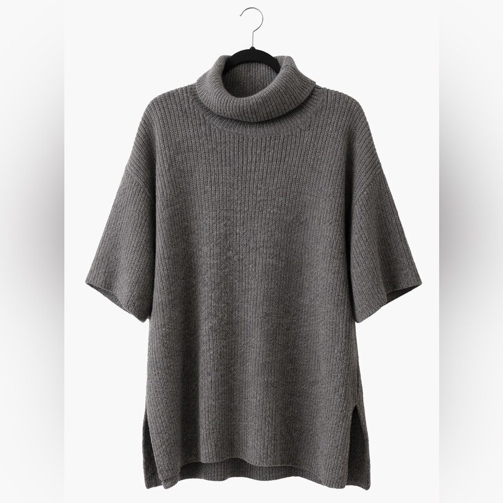 Oak + Fort Grey Ribbed Turtleneck Sweater | Size M - Picture 3 of 6